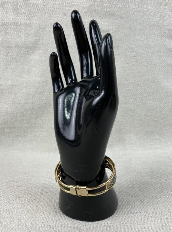 Art Nouveau Style Enamel Hinged Bangle - 5