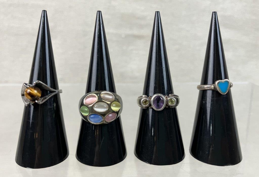 Four Sterling Silver Rings - 2