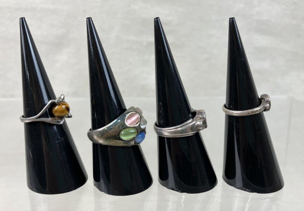Four Sterling Silver Rings - 3