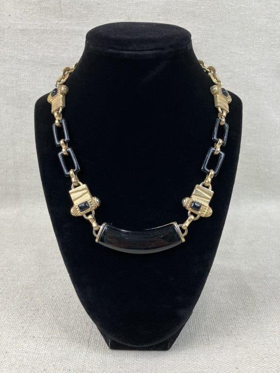 Gold-tone Art Deco Revival Necklace and Earrings - 2