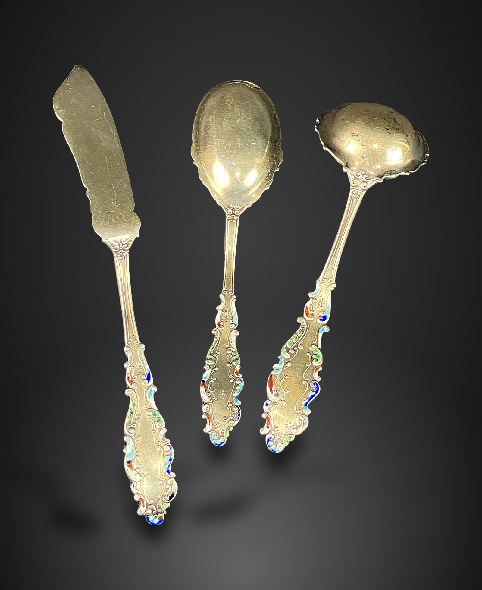 Gorham Sterling Silver Enameled Flatware - 5