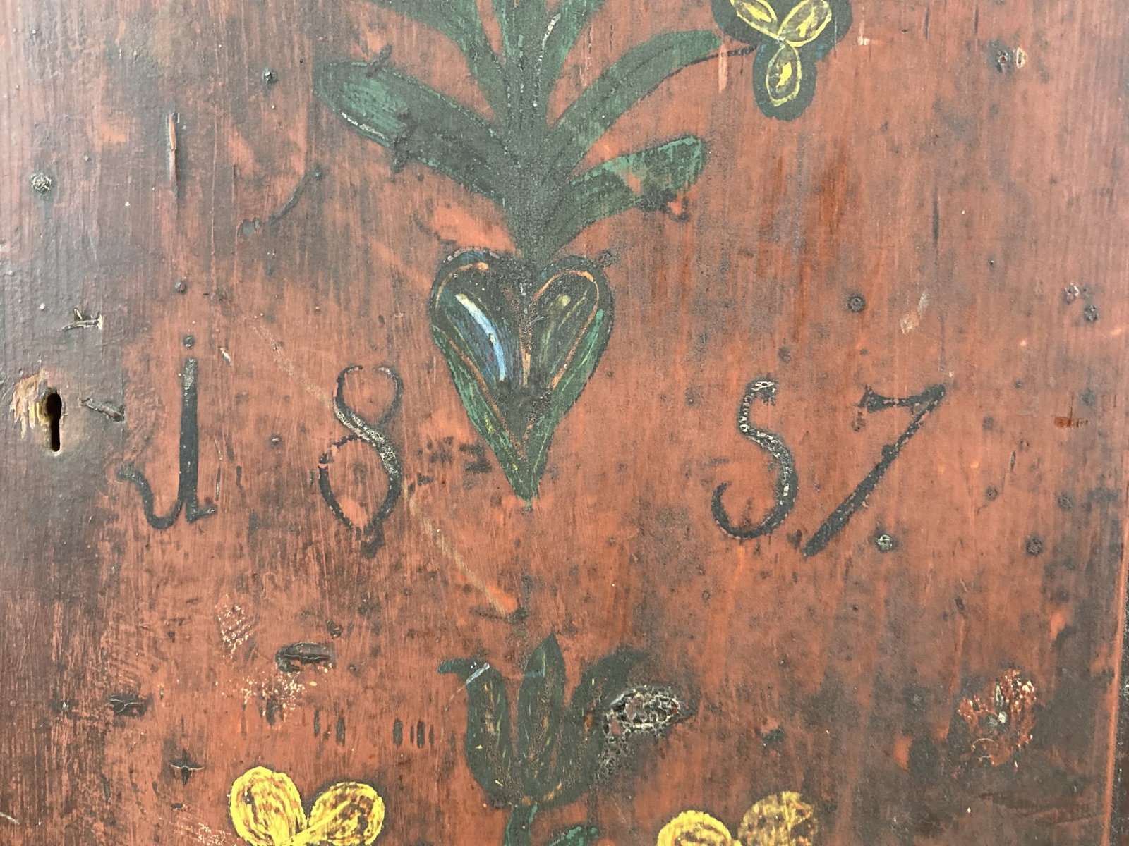 Dated 1857 Continental Folk Painted Cupboard - 3