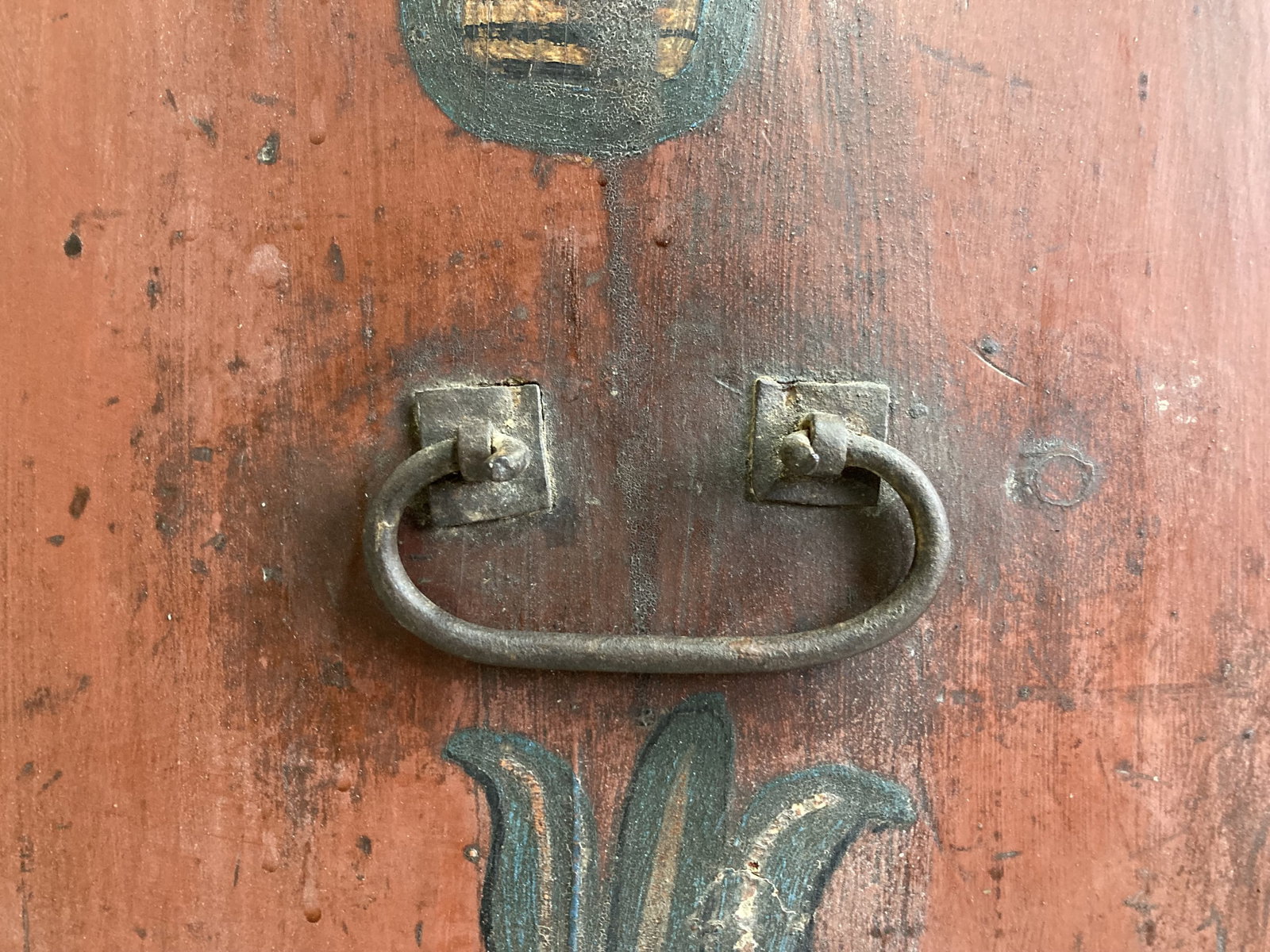 Dated 1857 Continental Folk Painted Cupboard - 6