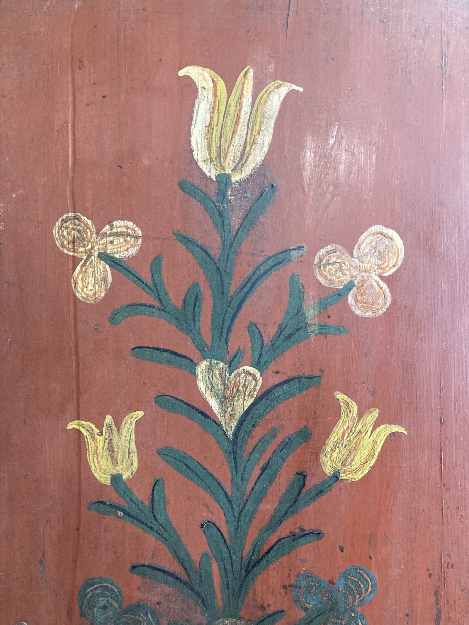 Dated 1857 Continental Folk Painted Cupboard - 7