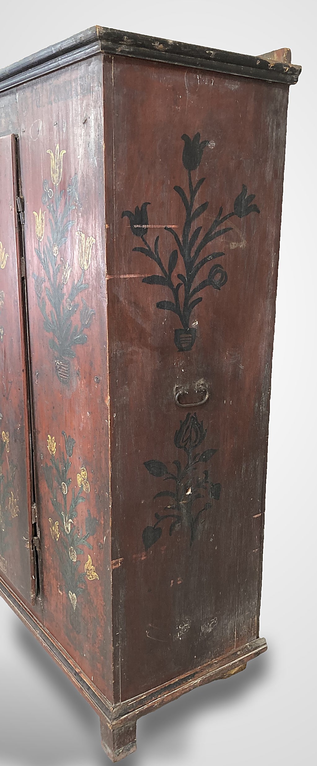 Dated 1857 Continental Folk Painted Cupboard - 8