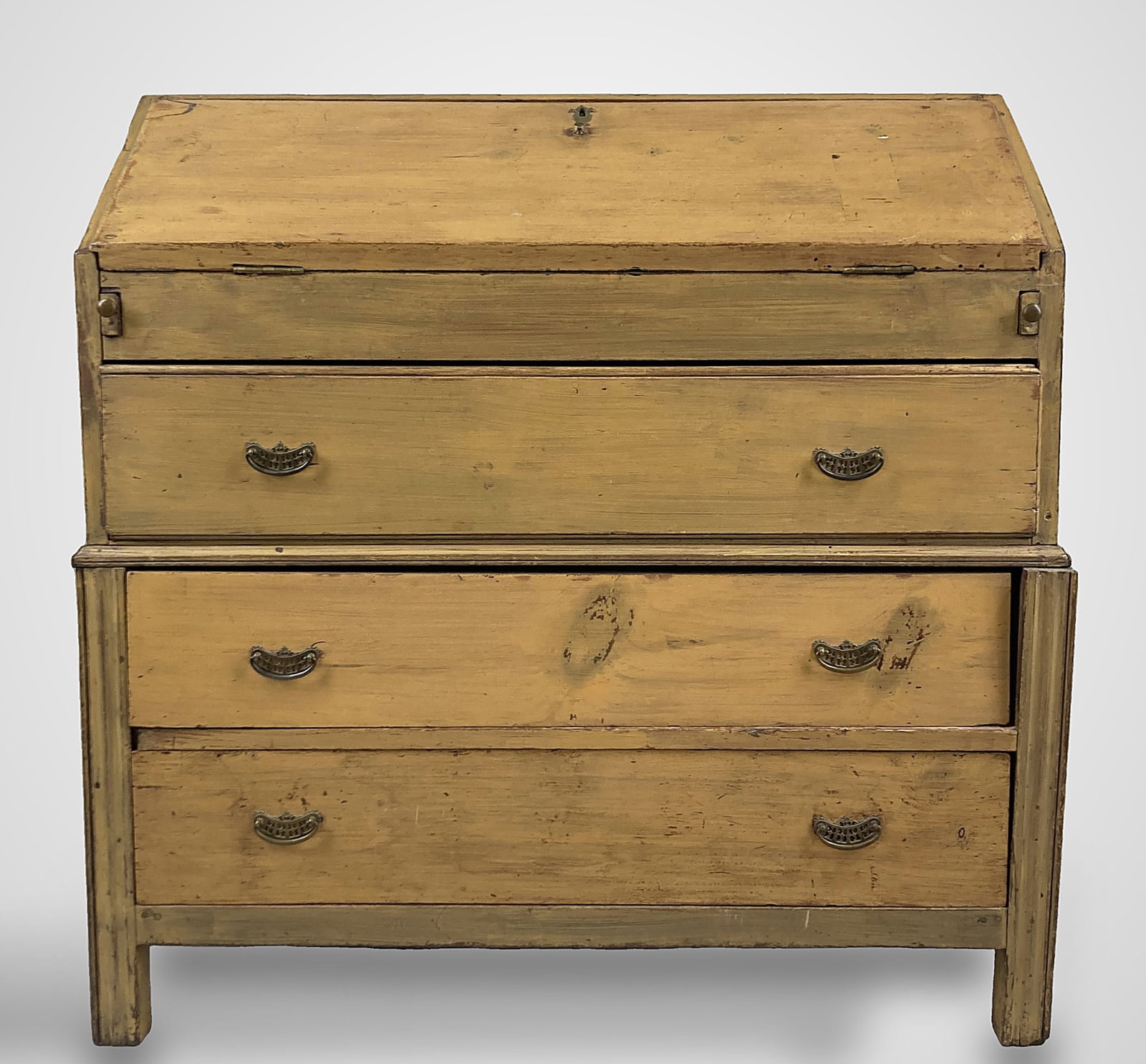 19th Century Mustard Painted Slant Front Desk (1 of 8)