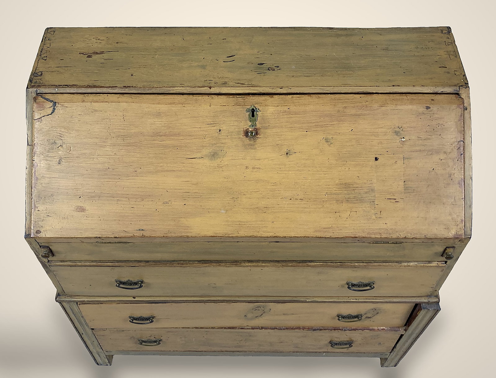 19th Century Mustard Painted Slant Front Desk - 2