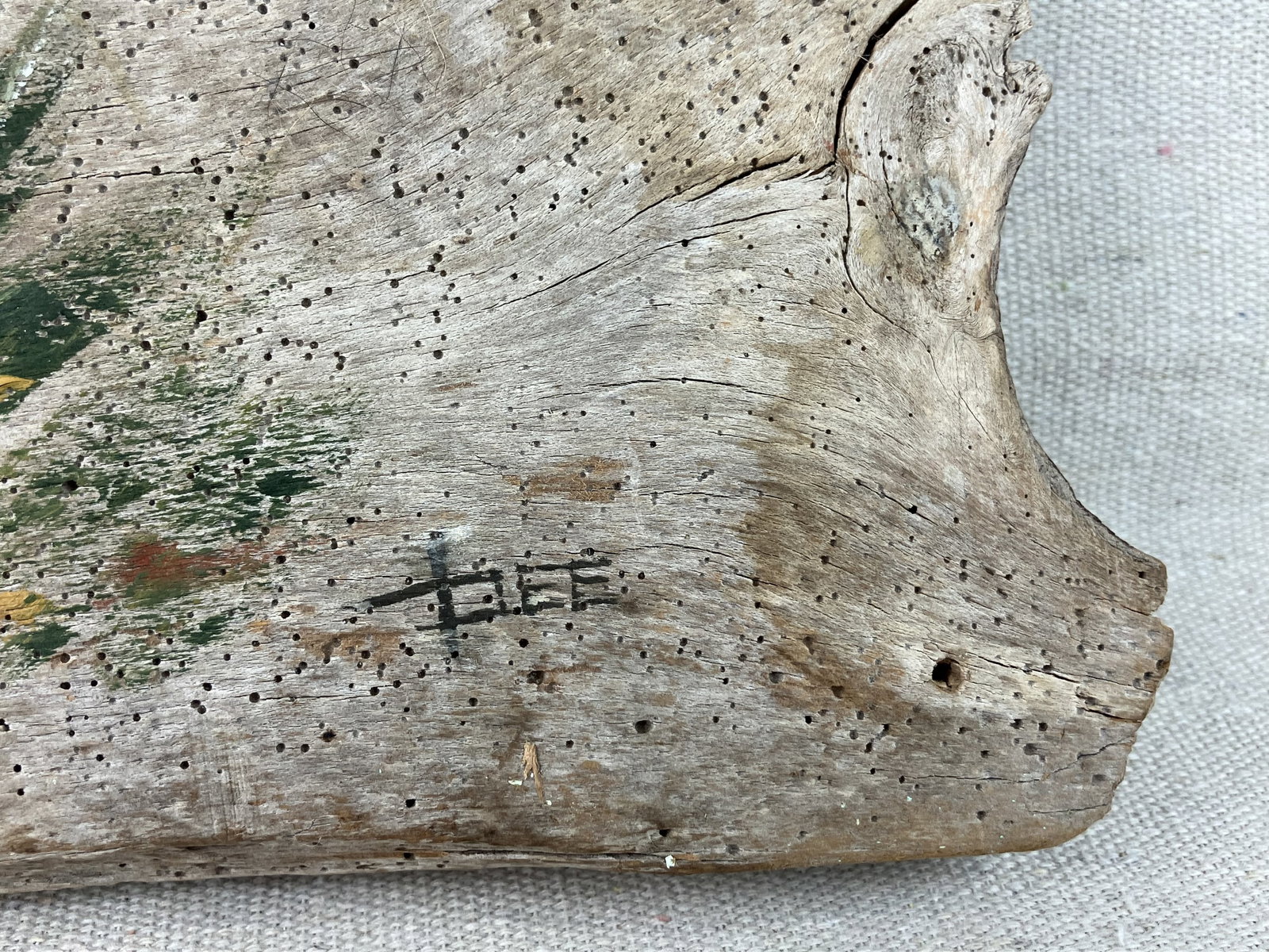 Folk Art, Hound Dog Painting on Driftwood - 4