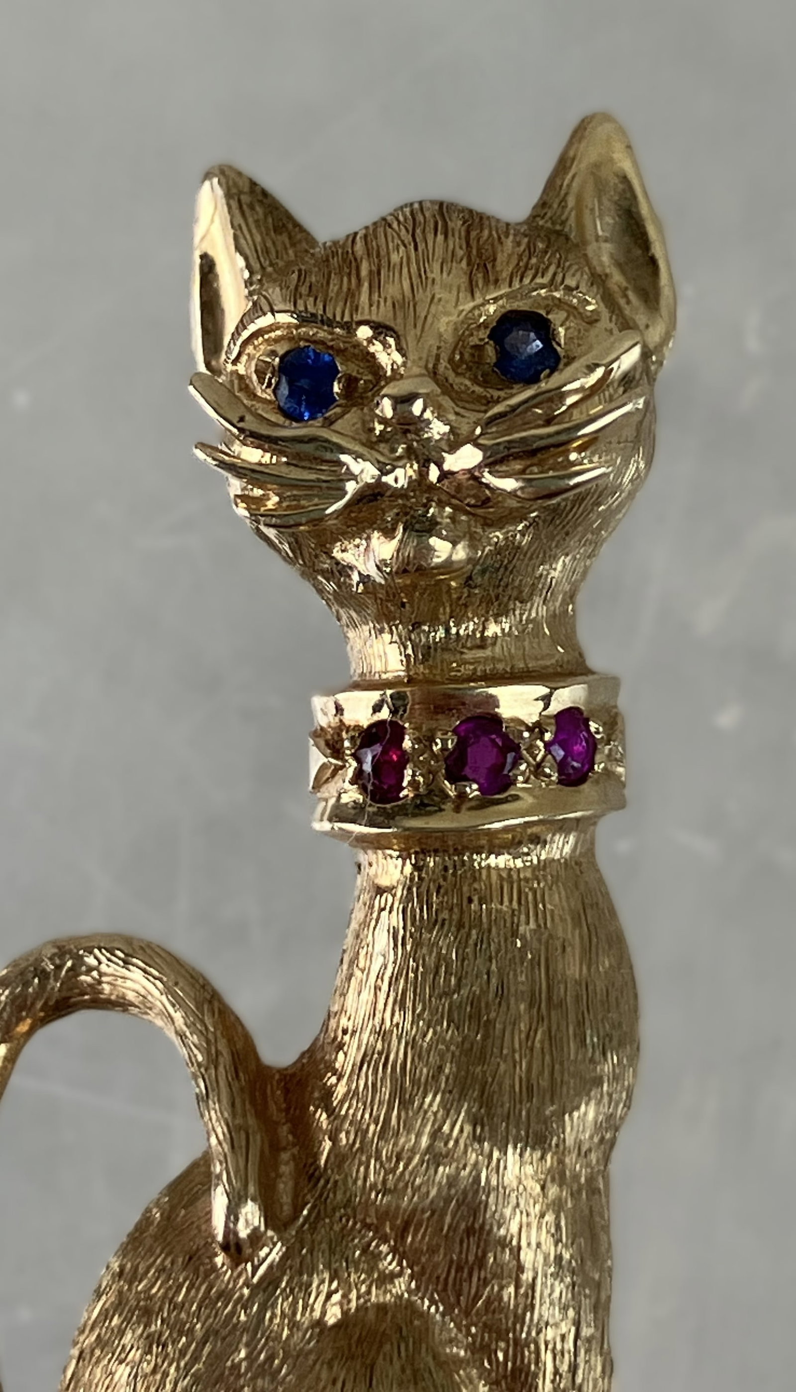14 KT Gold Cat Brooch - 3