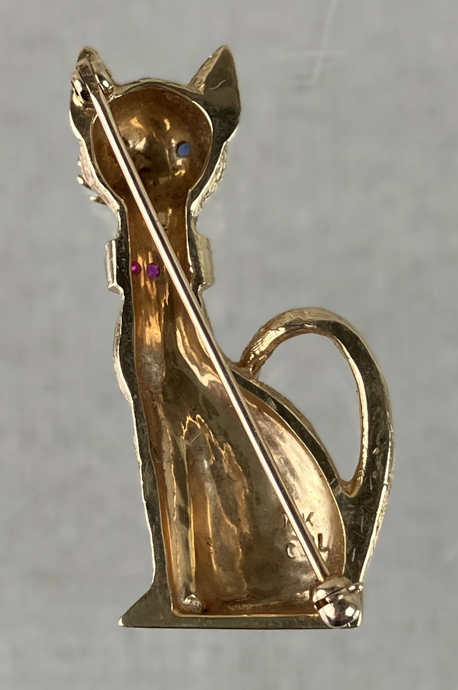 14 KT Gold Cat Brooch - 4