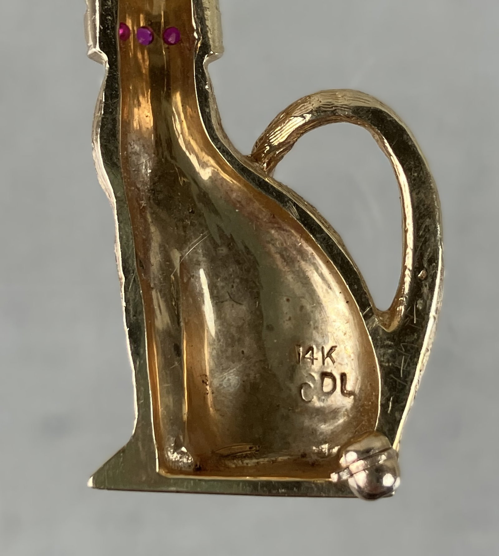 14 KT Gold Cat Brooch - 5