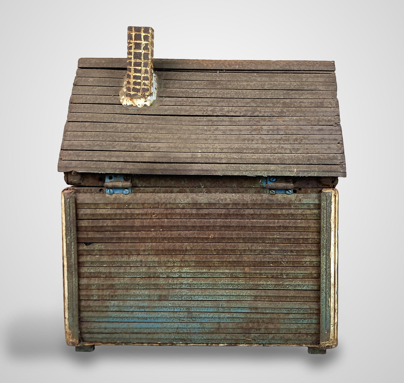 Folk Art Polychromed Log Cabin - 7
