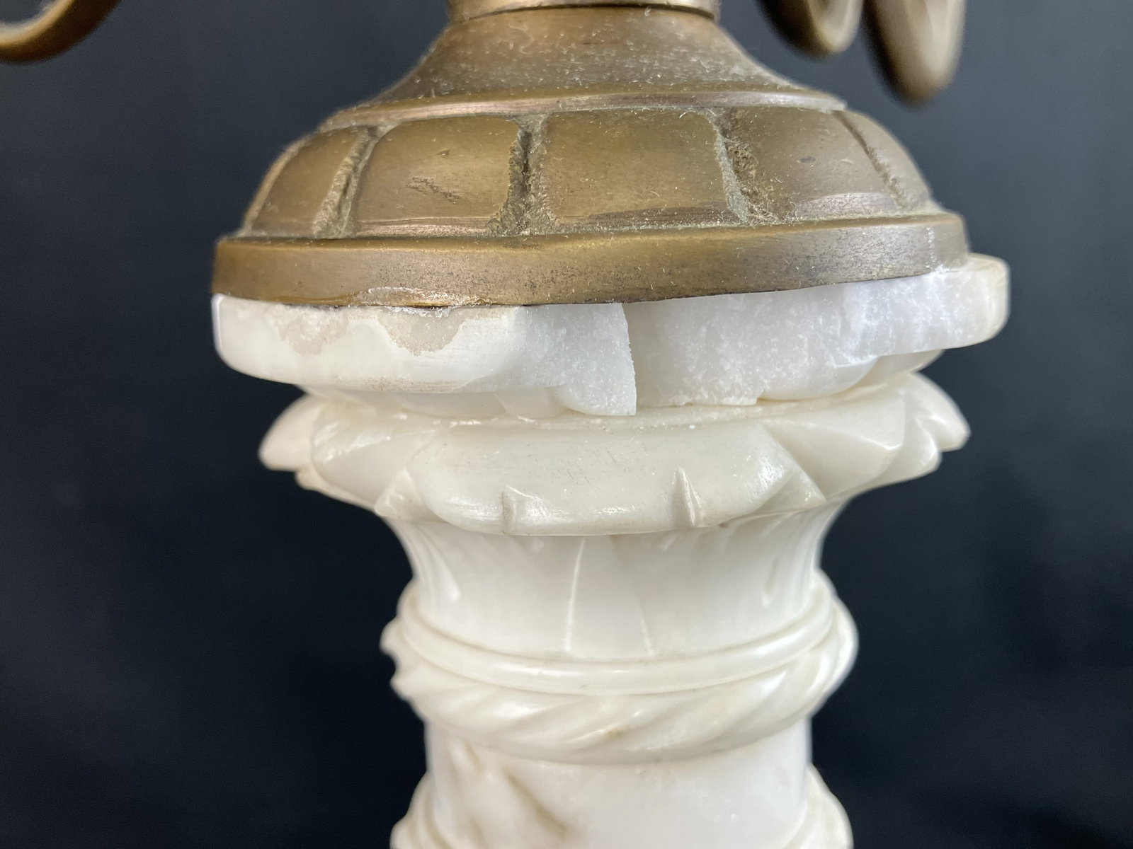 Pair of Neoclassical Carrara Marble and Brass Candelabra - 4