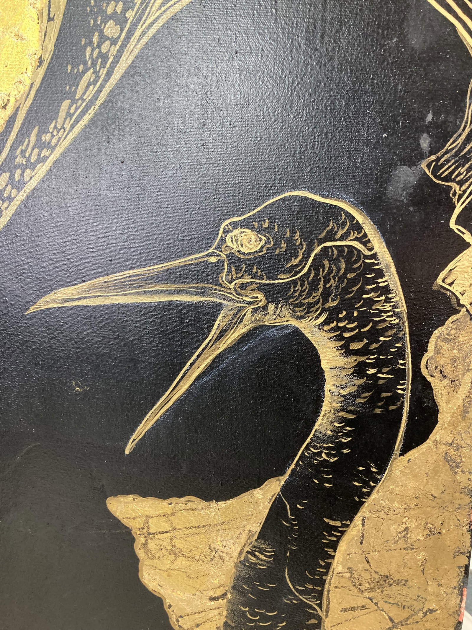 Double Sided Chinoiserie Gilt Crane Screen - 2
