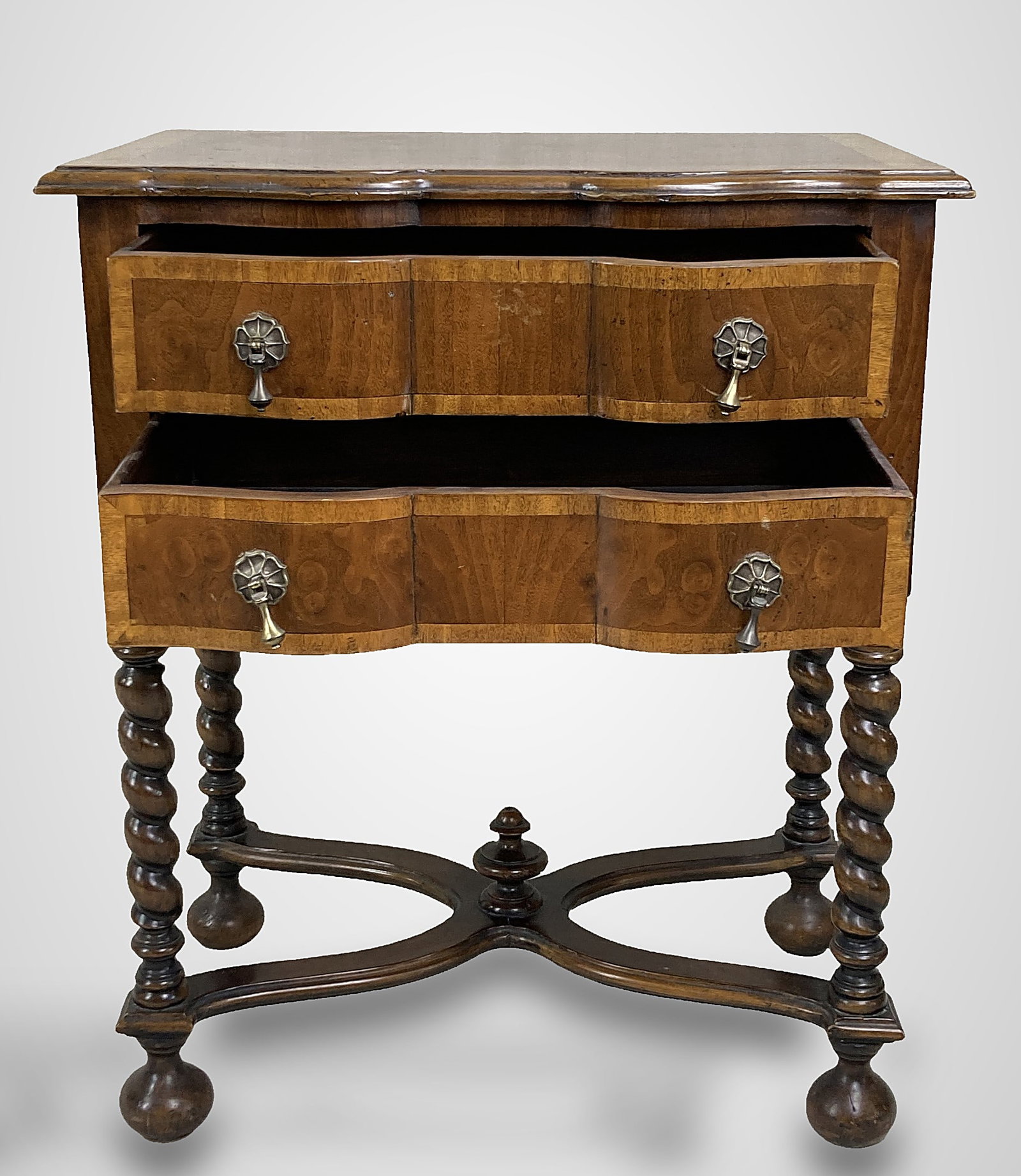 William And Mary Style Burl Walnut Stand - 2