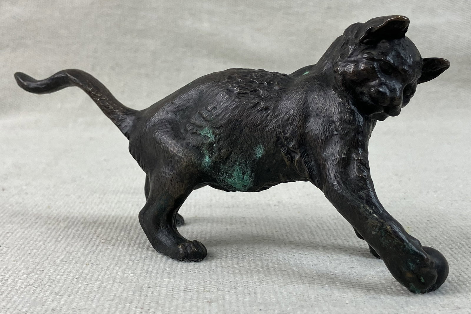 Cast Bronze Cat Figurine - 2