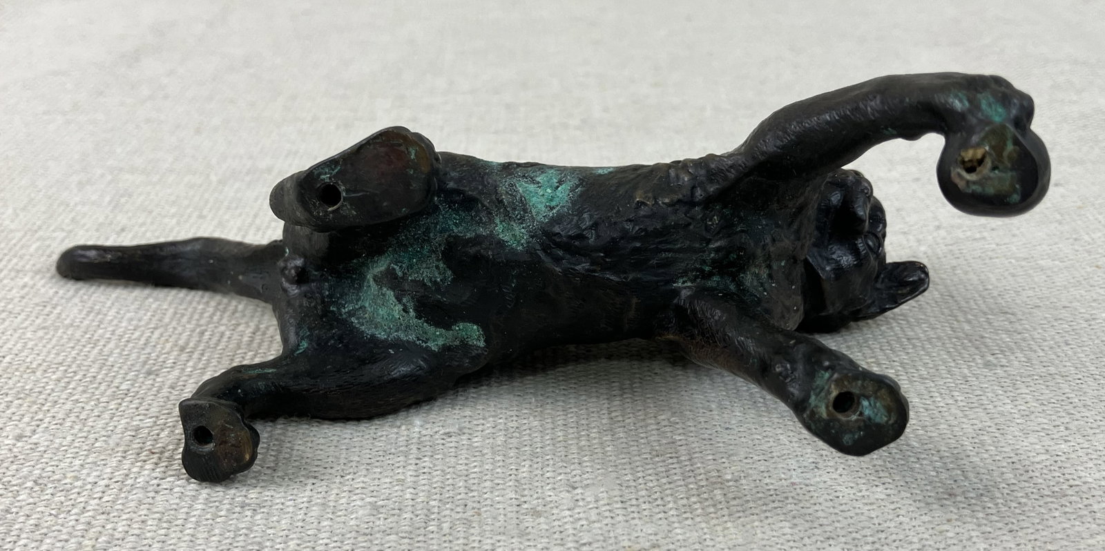 Cast Bronze Cat Figurine - 7