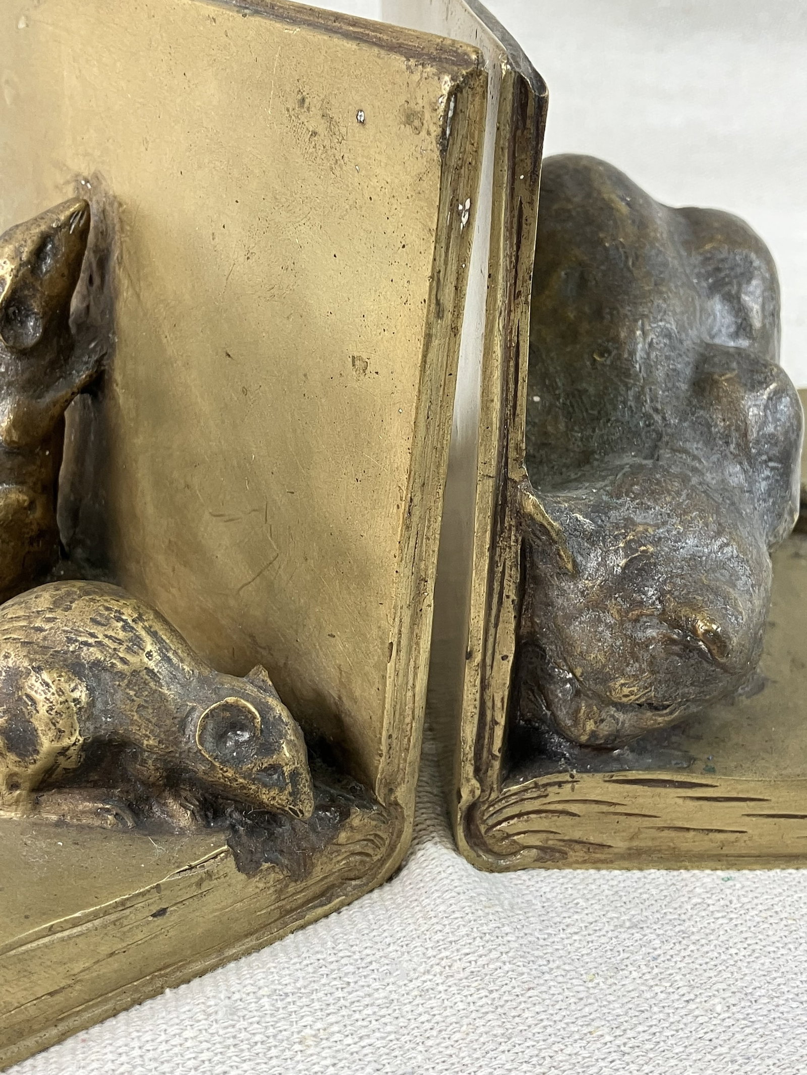 A. Duchene Bronze Cat and Mouse Bookends - 4