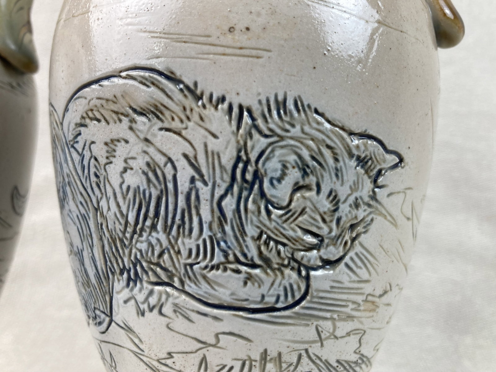 Pair of Hannah Barlow Doulton Lambeth Cat Pitchers - 16