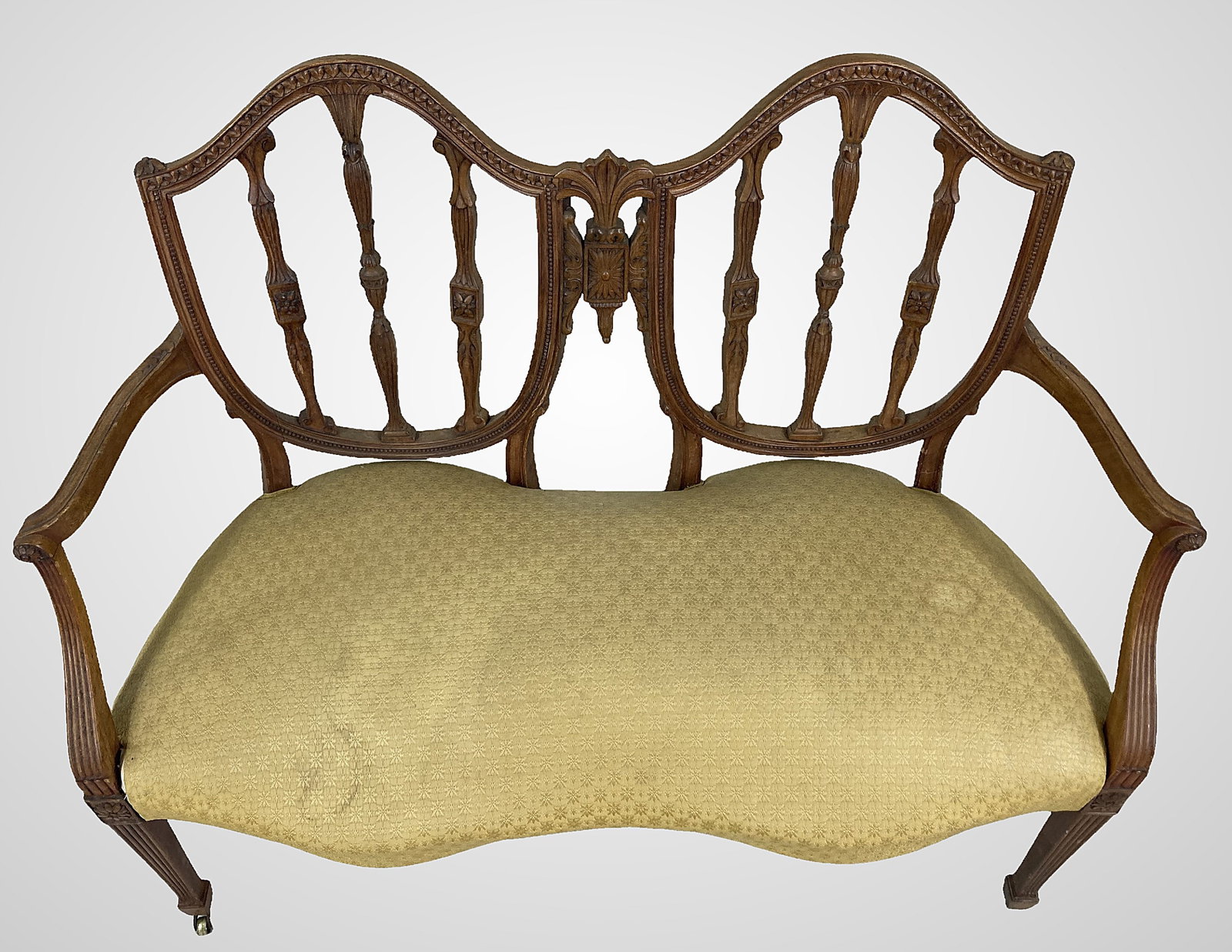 19th Century Carved Walnut Settee - 2