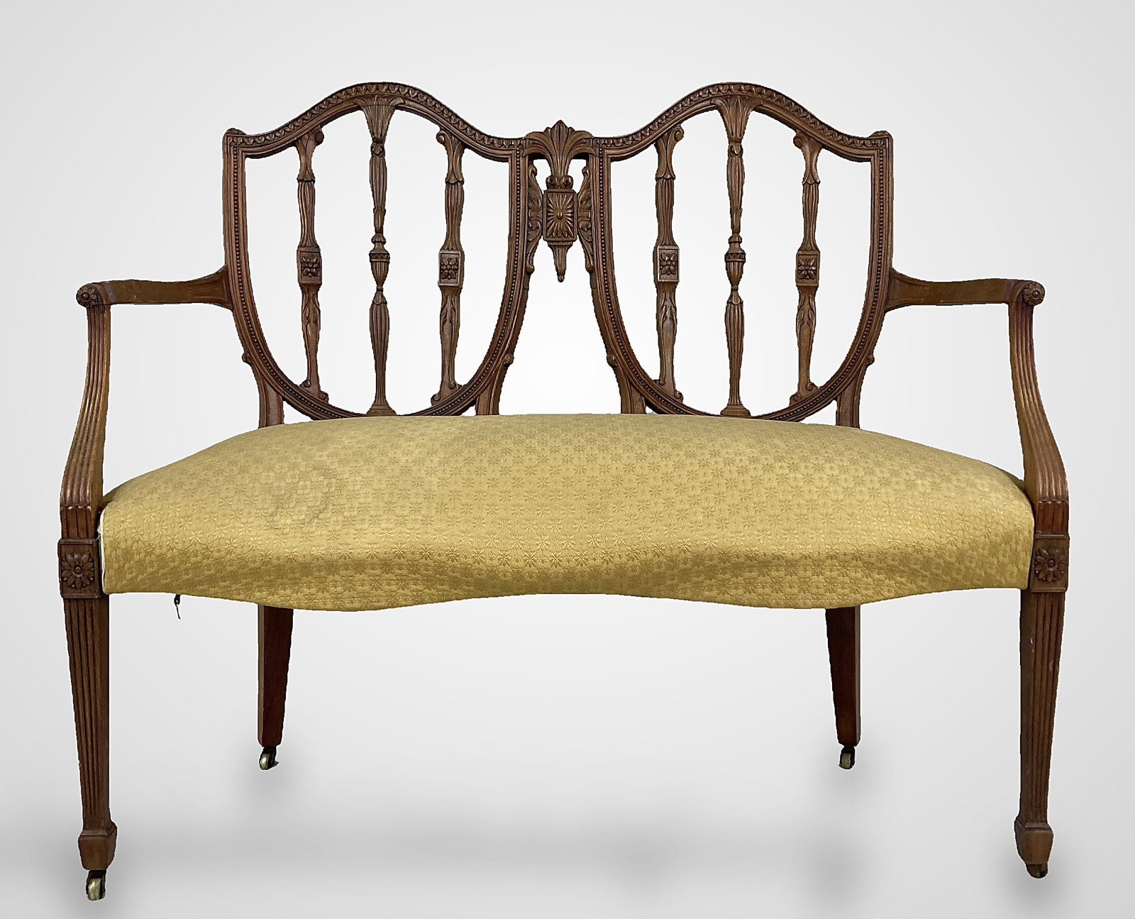 19th Century Carved Walnut Settee - 4