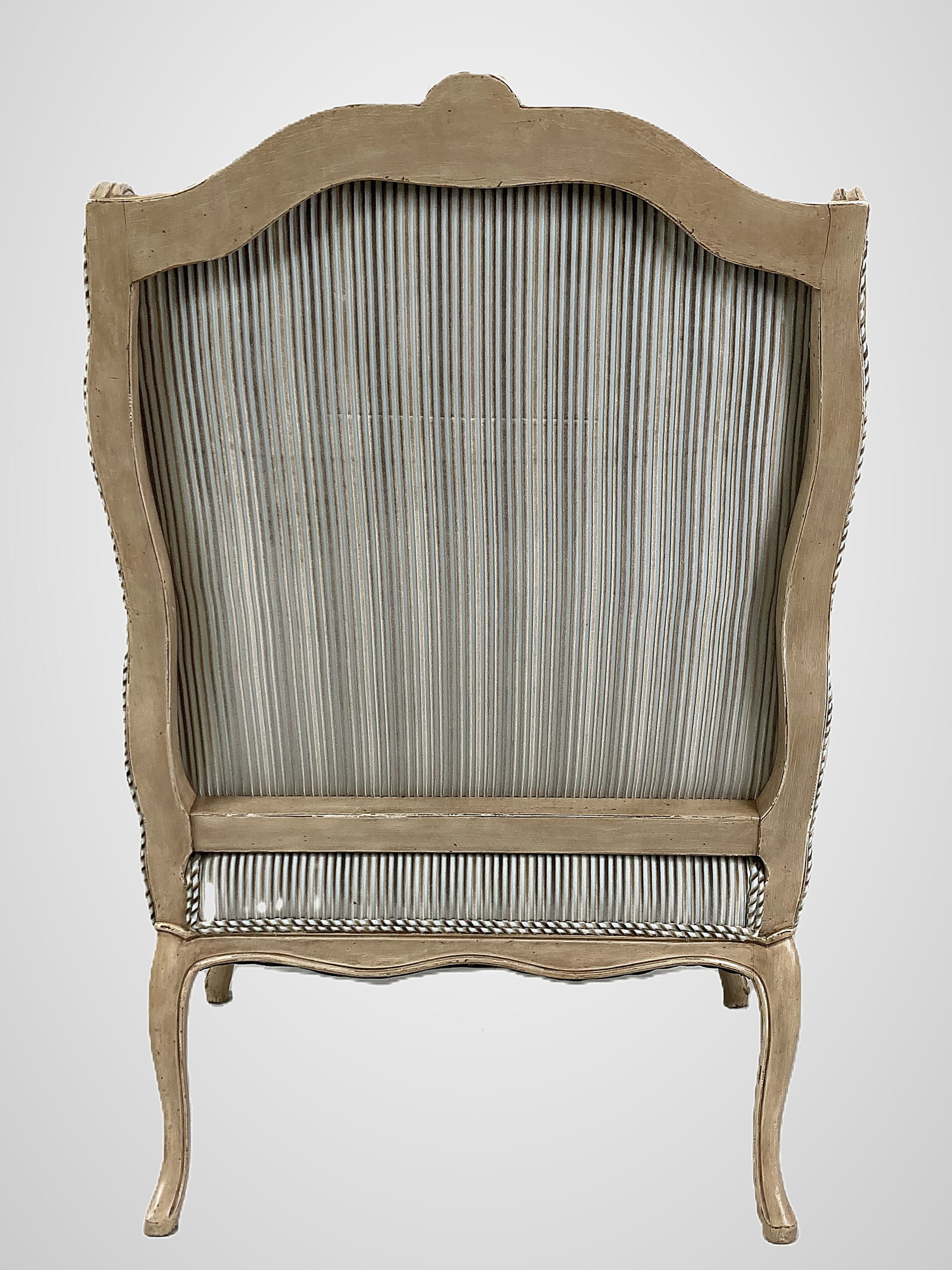 Pair Of Louis XV Style Bergere Wingback Chairs And Ottoman - 10