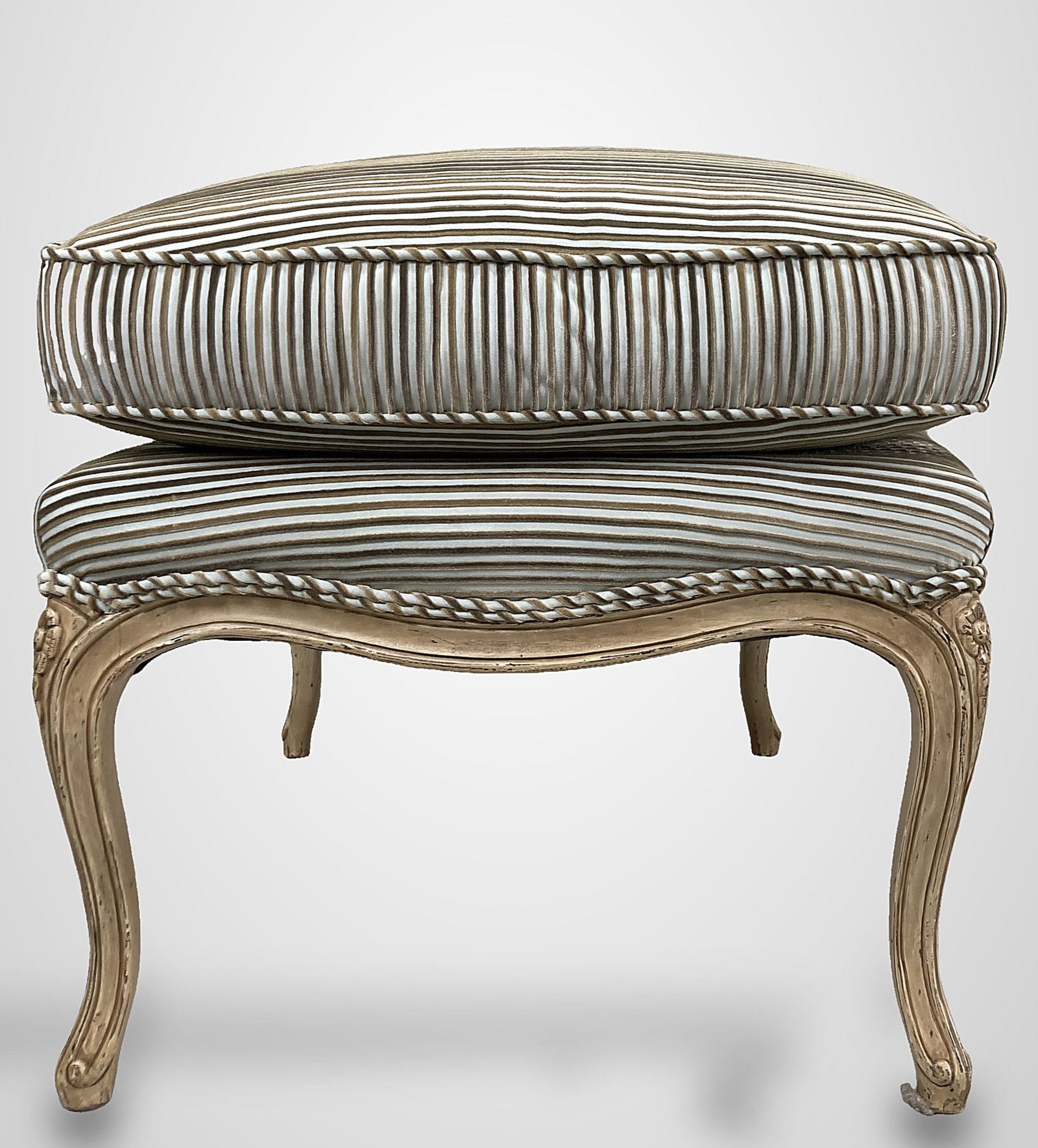 Pair Of Louis XV Style Bergere Wingback Chairs And Ottoman - 14