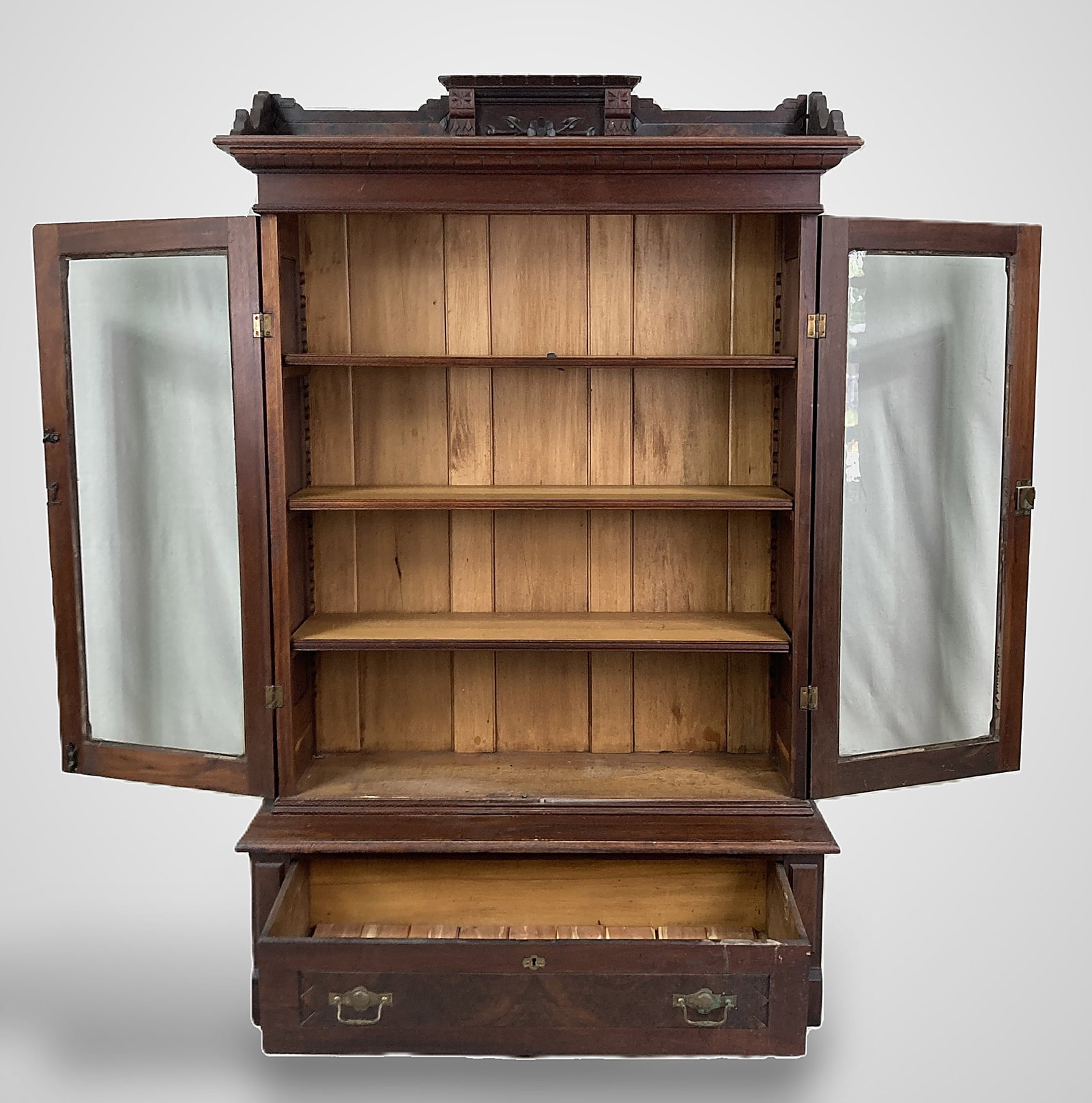 Victorian Eastlake Walnut Bookcase - 5