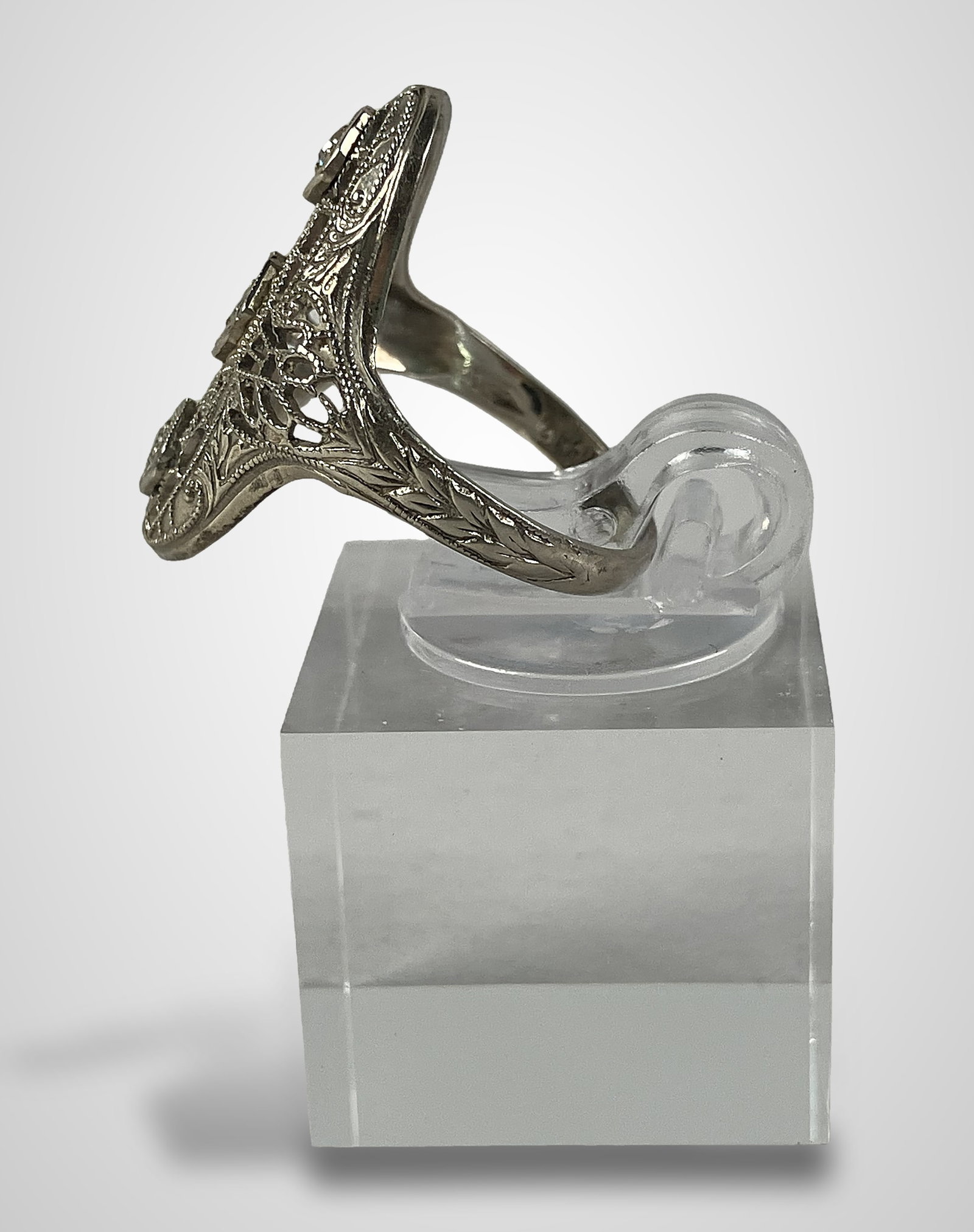 Art Deco 14KT White Gold Ring - 3