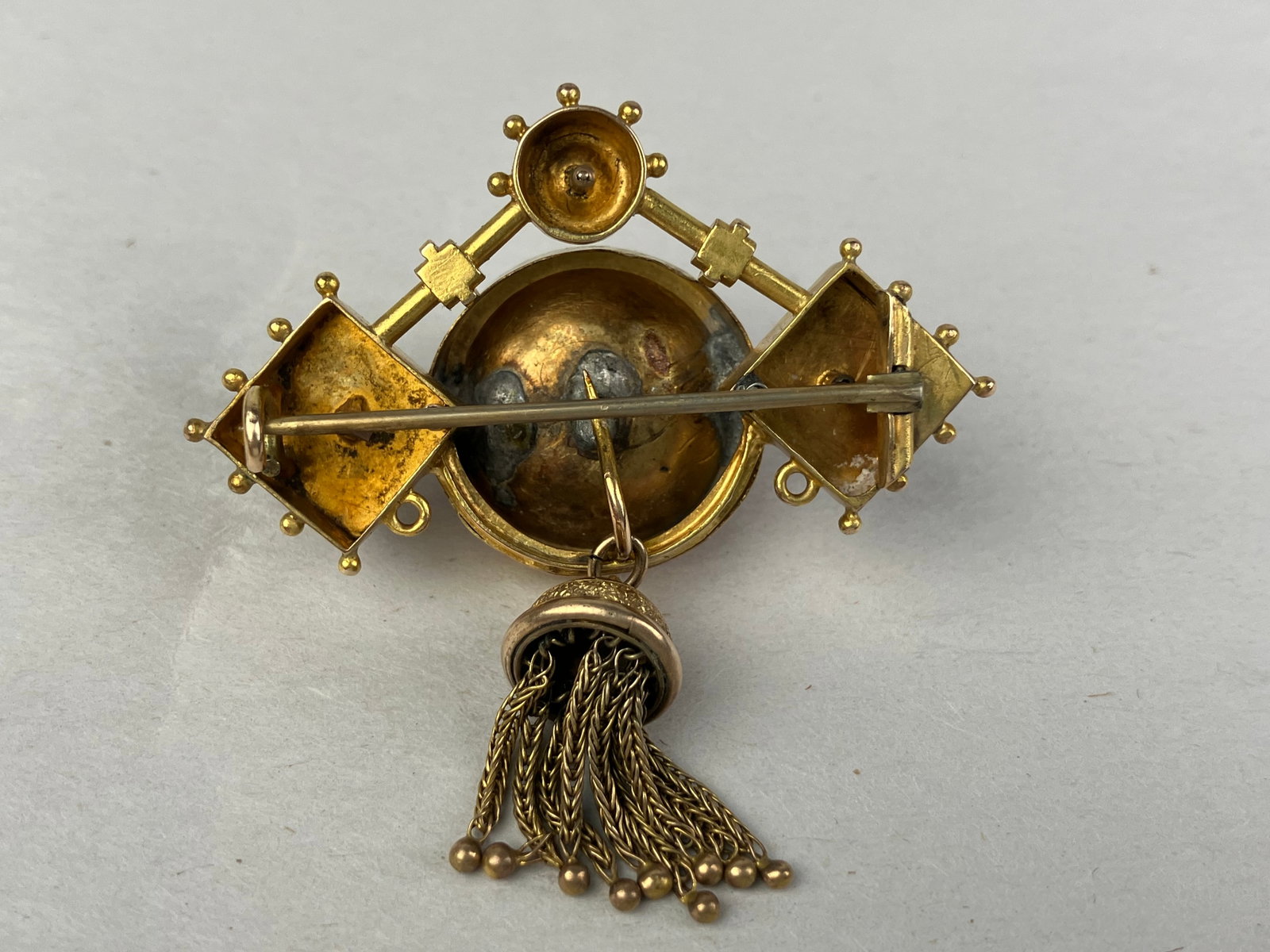 Victorian 14KT Coral Rose Brooch - 4