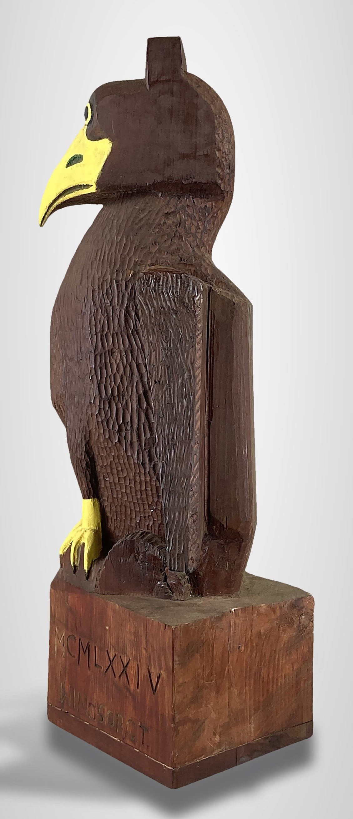 Folk Art Carved Eagle Sculpture - 4