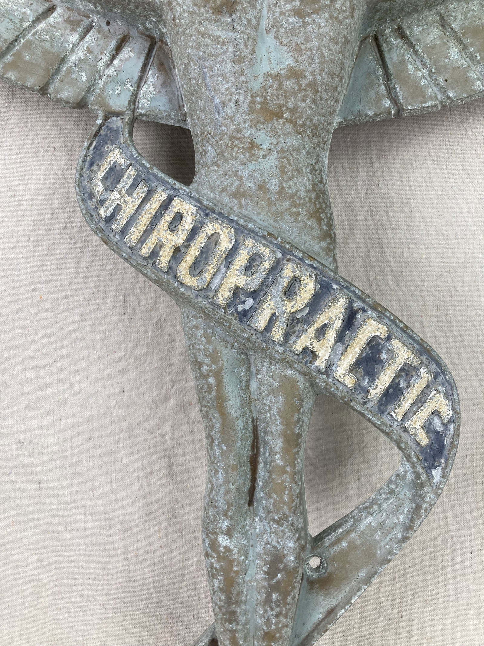 Art Deco Cast Metal Chiropractor Trade Sign - 3