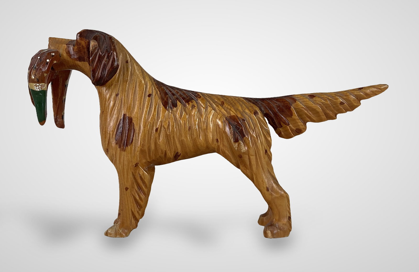 Folk Art Carved Hunting Dog Figure - 4