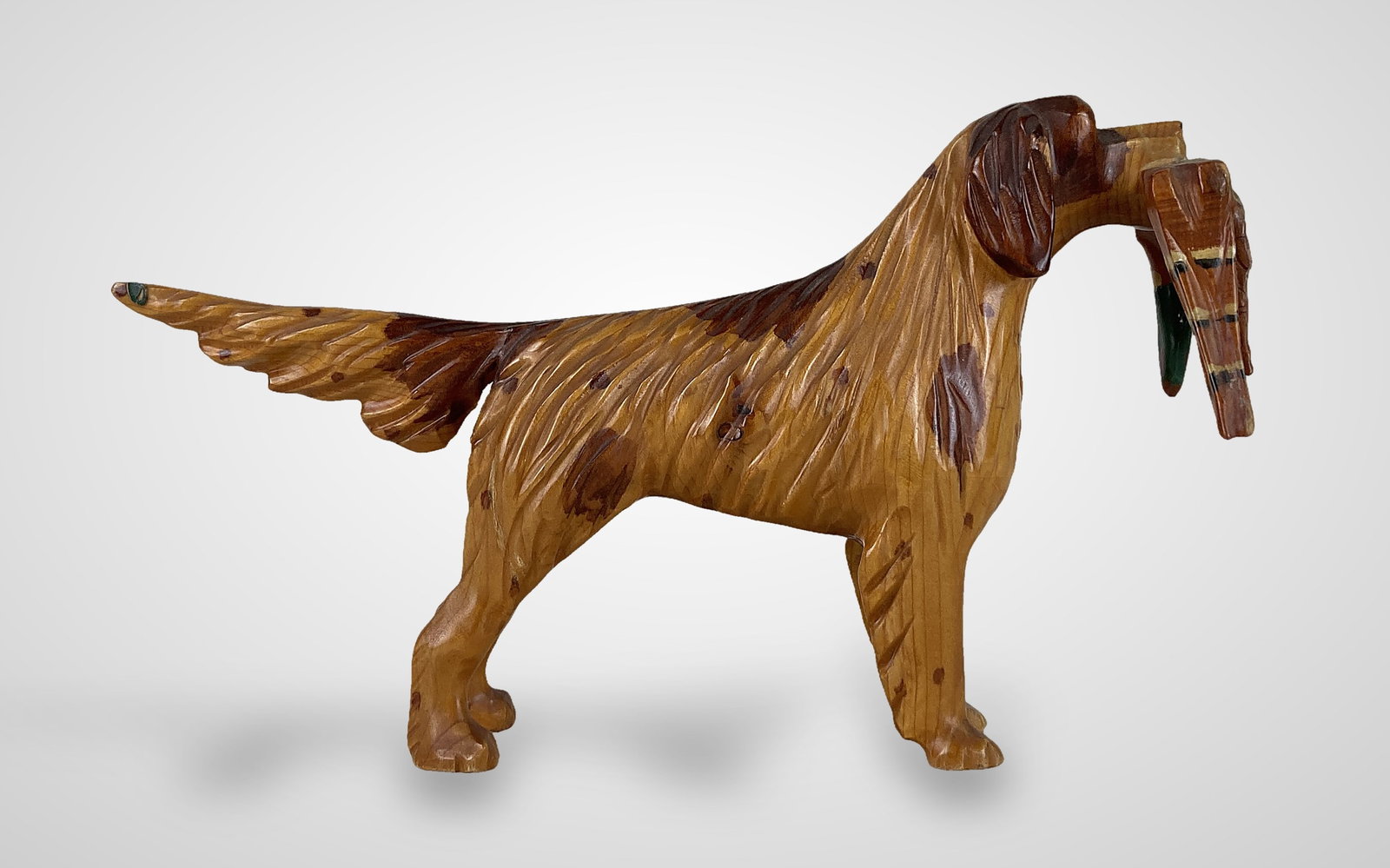 Folk Art Carved Hunting Dog Figure - 8