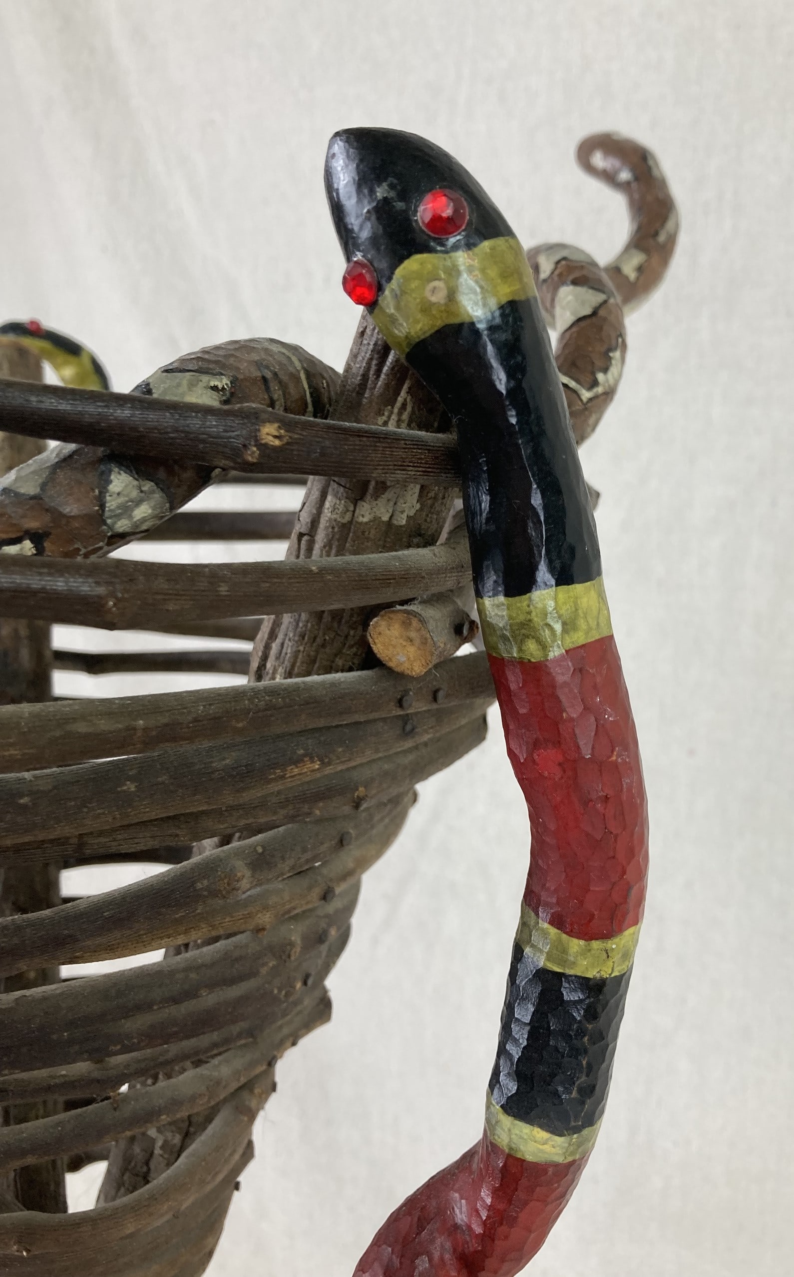 North Carolina Carved Folk Art Snake Basket - 7