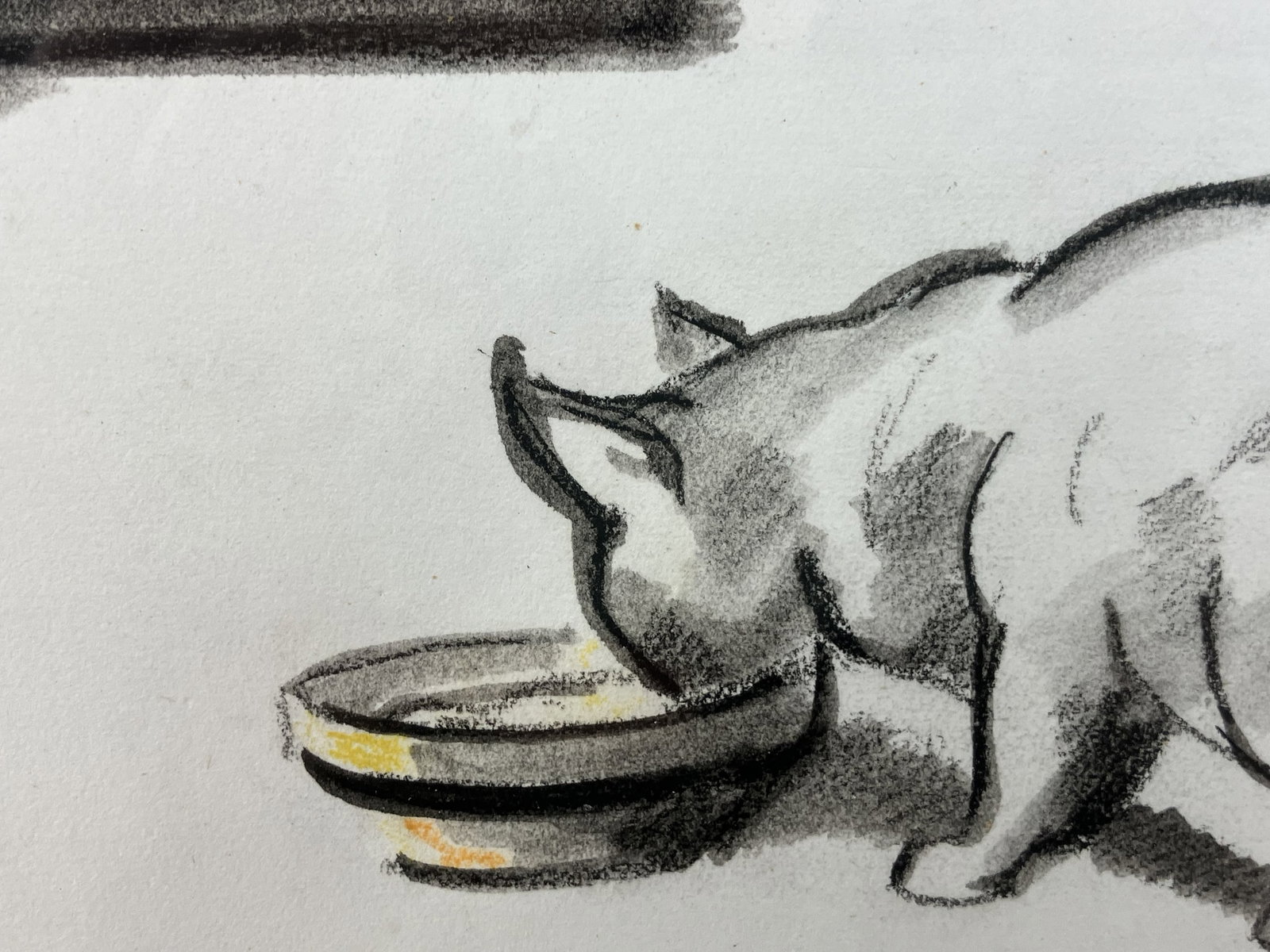 Jacques Nam, Cat, Watercolor and Graphite Study - 4