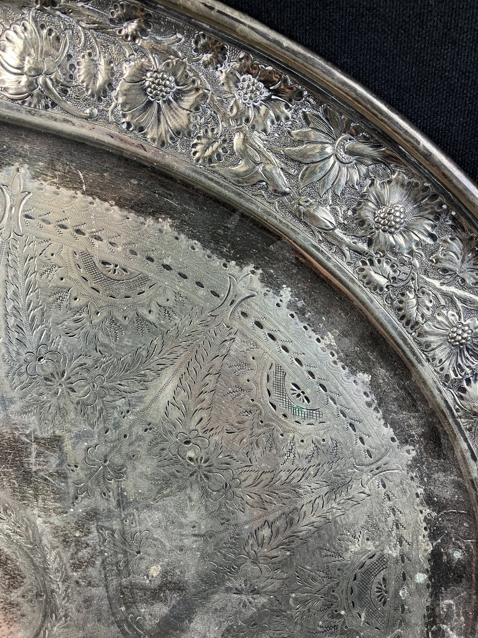 Large Early English Silverplate Tray - 4