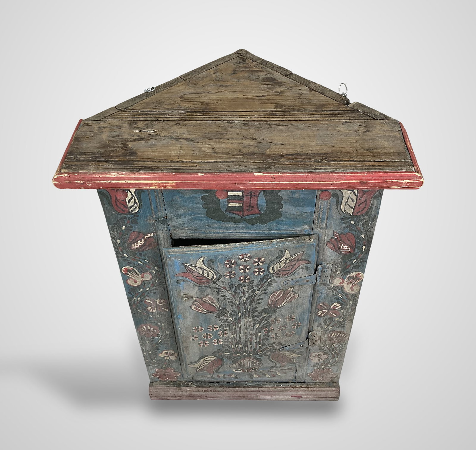 Folk Art Painted Hanging Corner Cabinet - 2