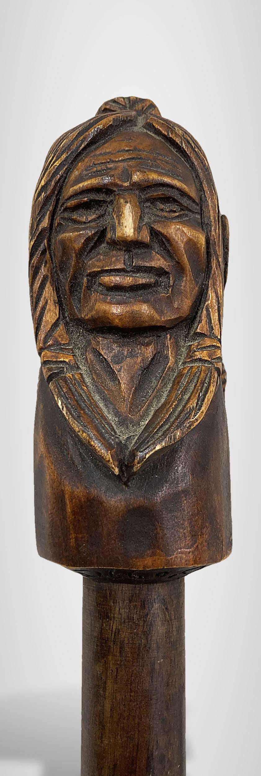Signed Native American Folk Art Carved Cane - 5
