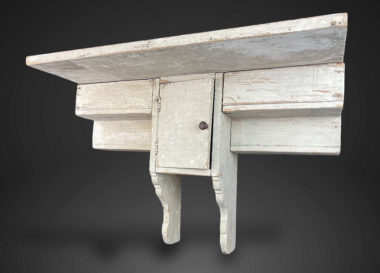 Primitive White Painted Shelf - 2