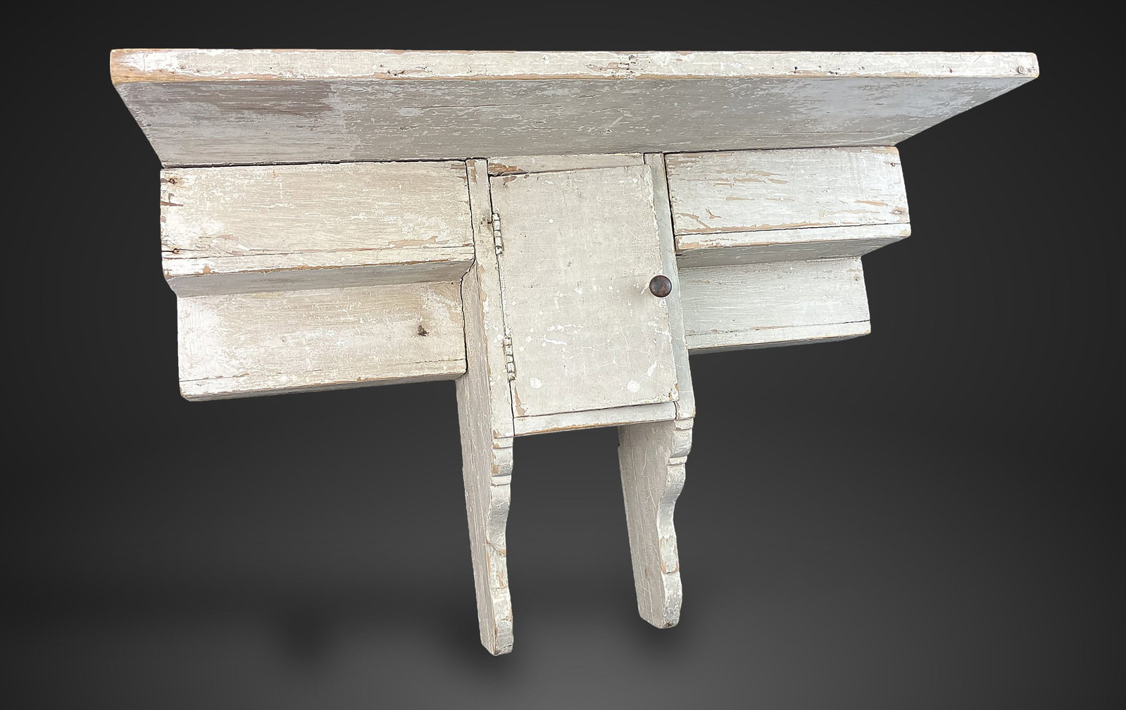 Primitive White Painted Shelf - 3