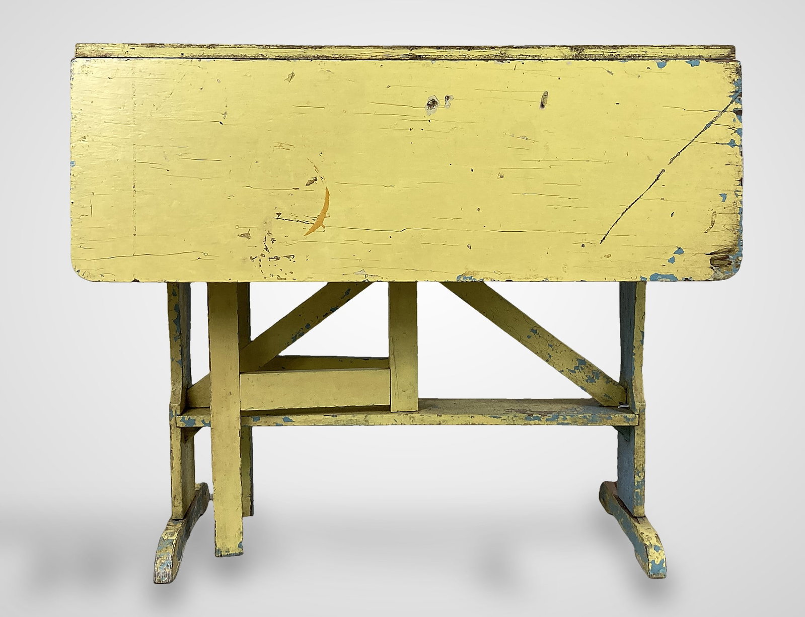 Primitive Painted Drop-Leaf Table - 3