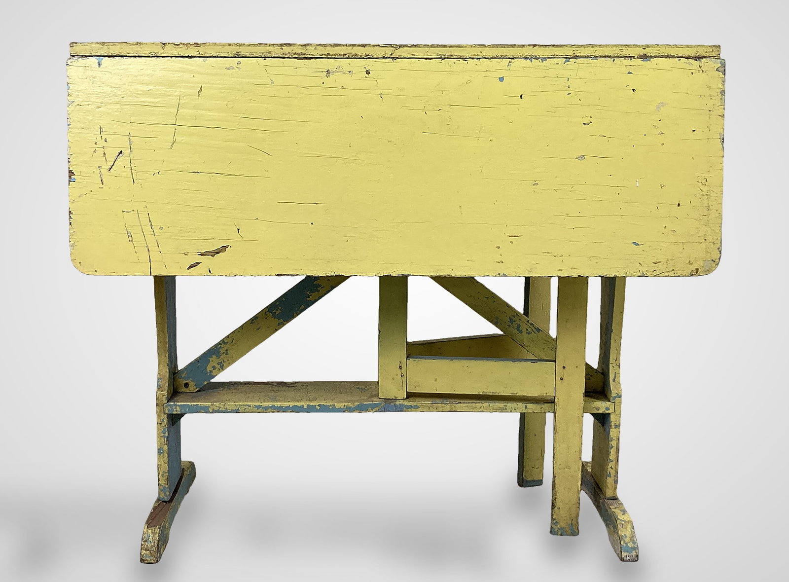 Primitive Painted Drop-Leaf Table - 5