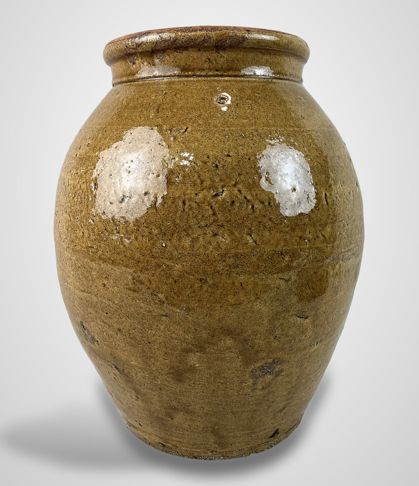 Glazed Stoneware Storage Jar - 4