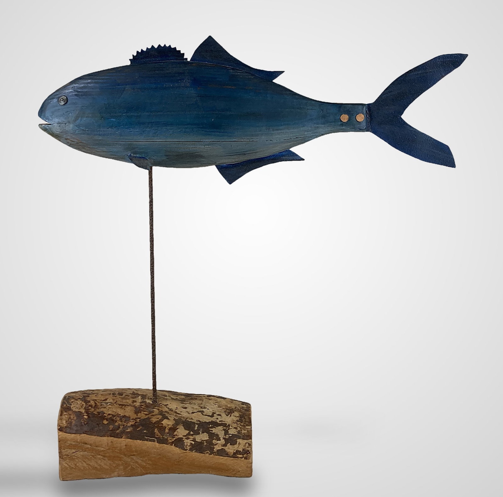 Polychromed Folk Art Tuna Sculpture - 2