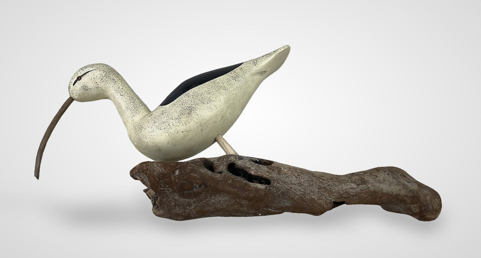 Polychromed Folk Art Shorebird Sculpture - 2