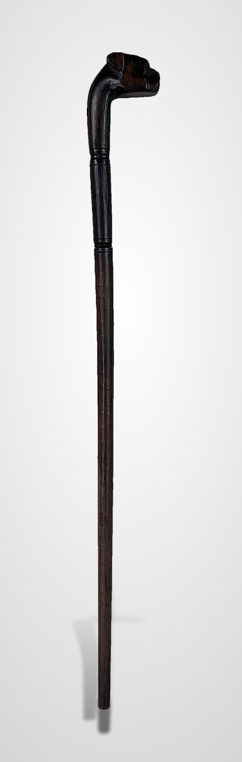 Folk Art Carved Bull Dog Cane - 2