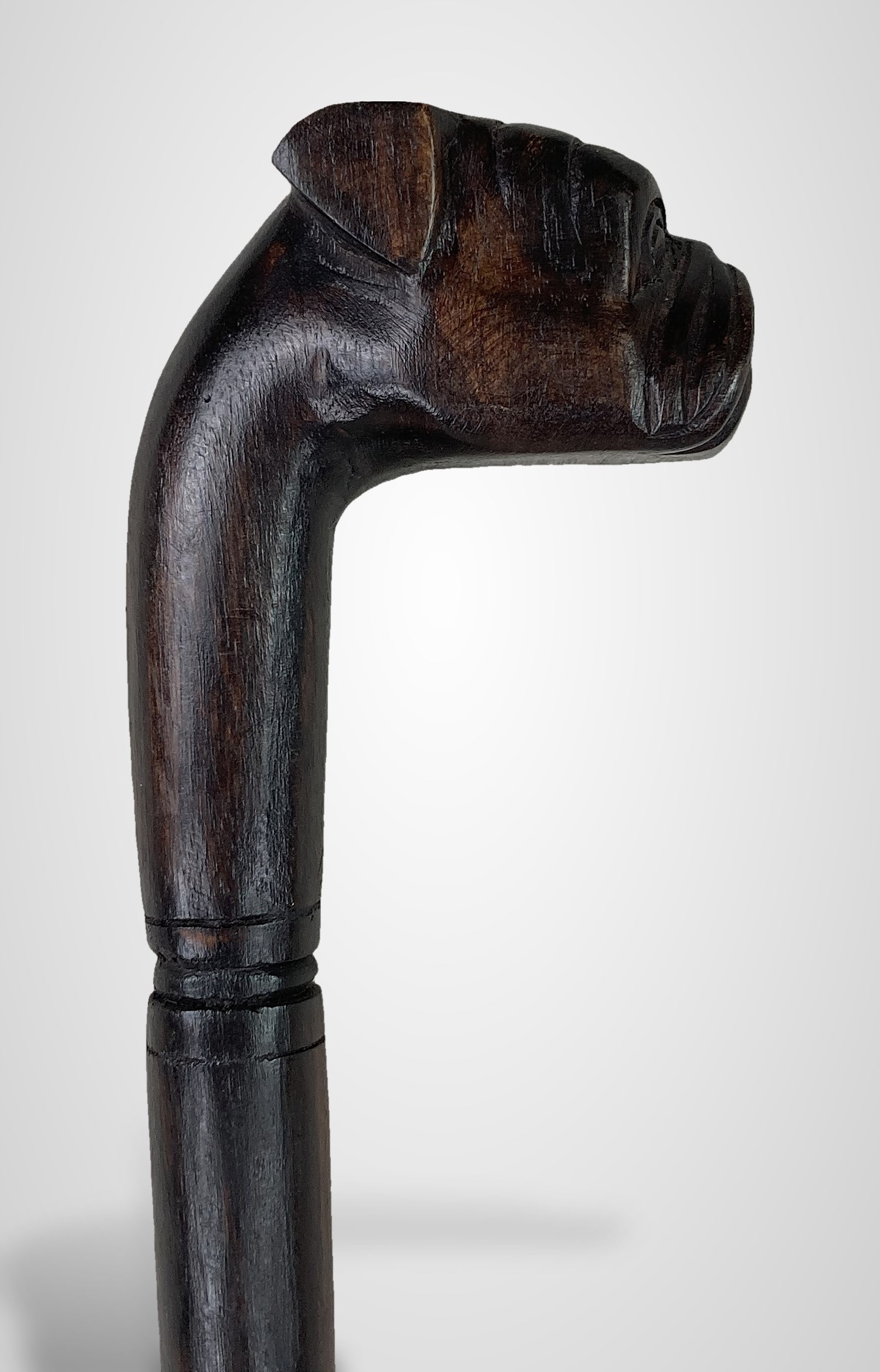 Folk Art Carved Bull Dog Cane - 3