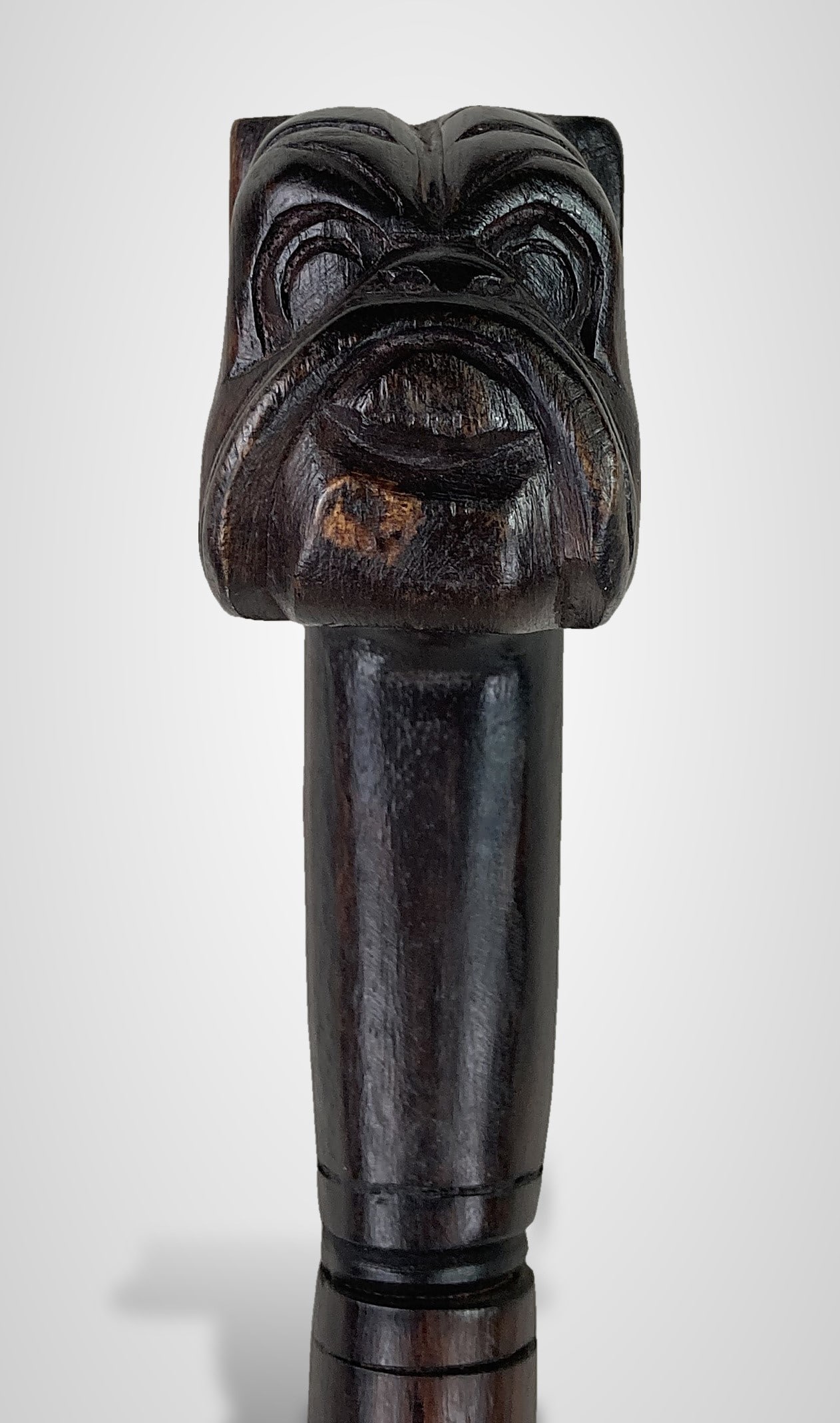 Folk Art Carved Bull Dog Cane - 4