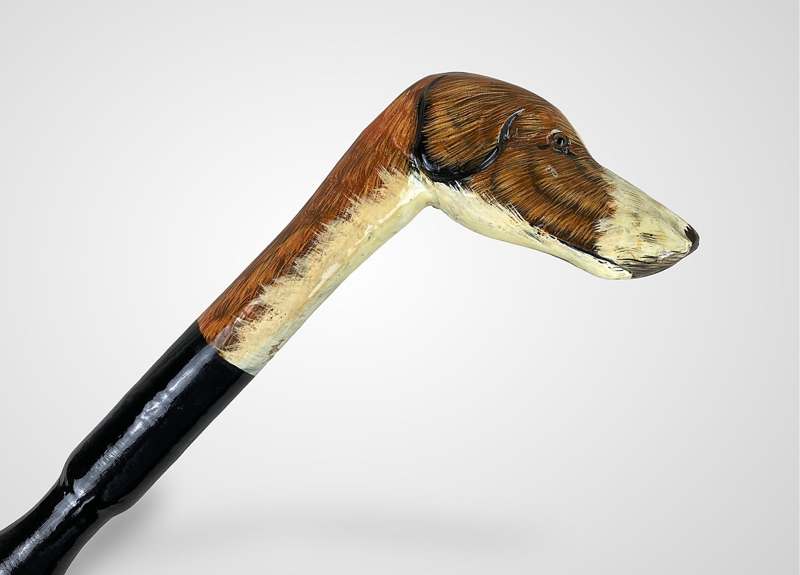 Folk Art Polychrome Hunting Dog Cane (1 of 7)